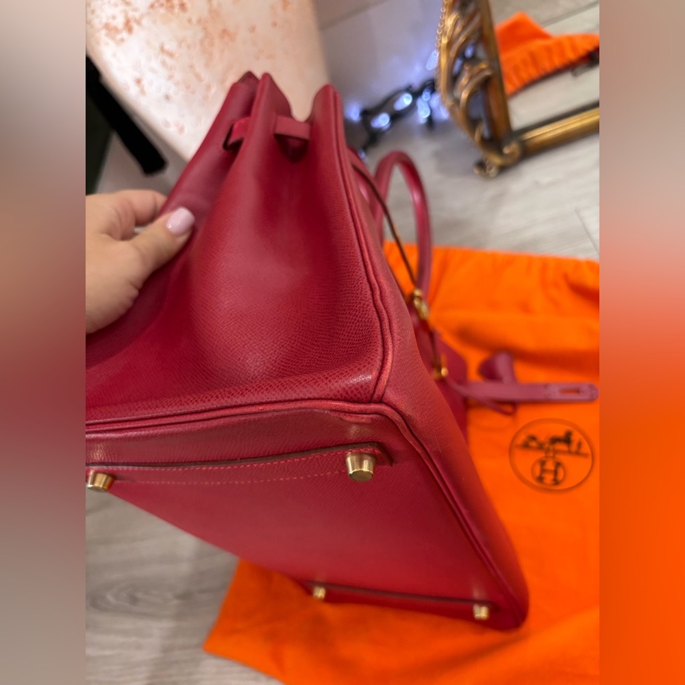 Authentic HERMES birkin 35 courchevel leather vermillion red satchel - Picture 11 of 16